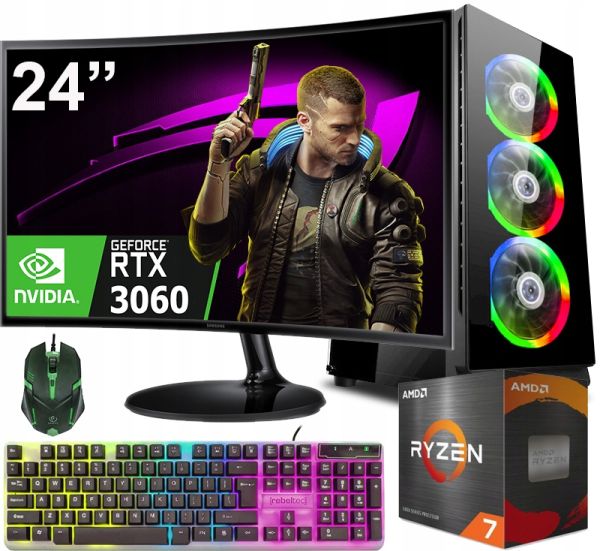 ZESTAW GAMINGOWY RYZEN 7 32GB RTX 3060 Dual 12GB