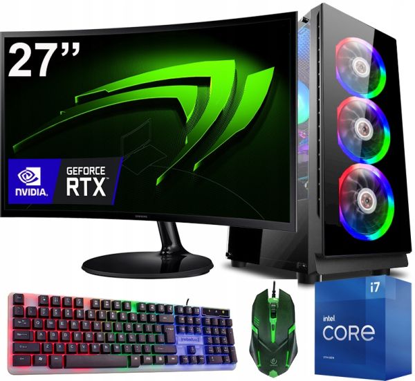ZESTAW GAMINGOWY i7-11700f 32GB/1TB SSD RTX 4060 8GB Monitor 27