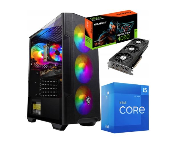 GAMINGOWY PC SHADOWBLADE i5 12400_32GB_RTX 4060_SSD 1TB_ RGB_Wi-Fi_Win11