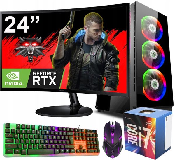 ZESTAW GAMINGOWY 24" |Intel i7| 32GB|1TB SSD| RTX 4060TI 16GB| WiFi |WIN 11