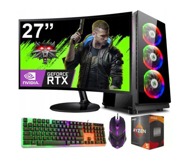 PC GAMINGOWY Ryzen 5 5500 RTX 4060 8GB 32GB DDR4 M2 2TB +Wi-Fi +WIN11
