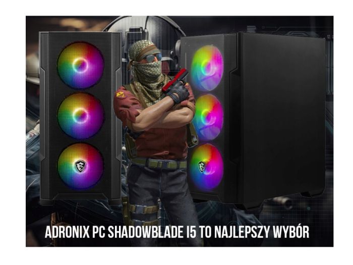 GAMINGOWY PC SHADOWBLADE i5 12400_32GB_RTX 4060_SSD 1TB_ RGB_Wi-Fi_Win11