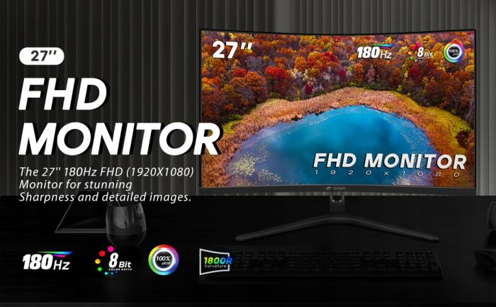 CRUA 27-calowy zakrzywiony monitor180 Hz bezramkowy 1080P 1800R